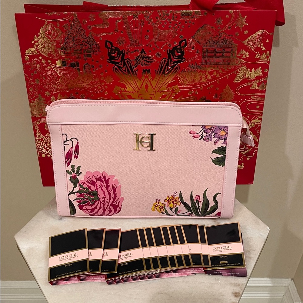 Carolina Herrara Elegant Pink Floral Women's Bag And Blush CH Fragrances Samples